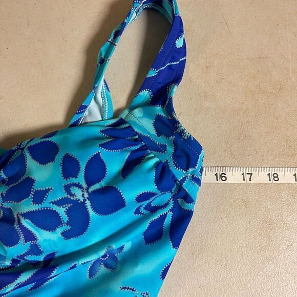 Vintage Blue One Piece Tropical Resort Swimsuit Small - Picture 8 of 8
